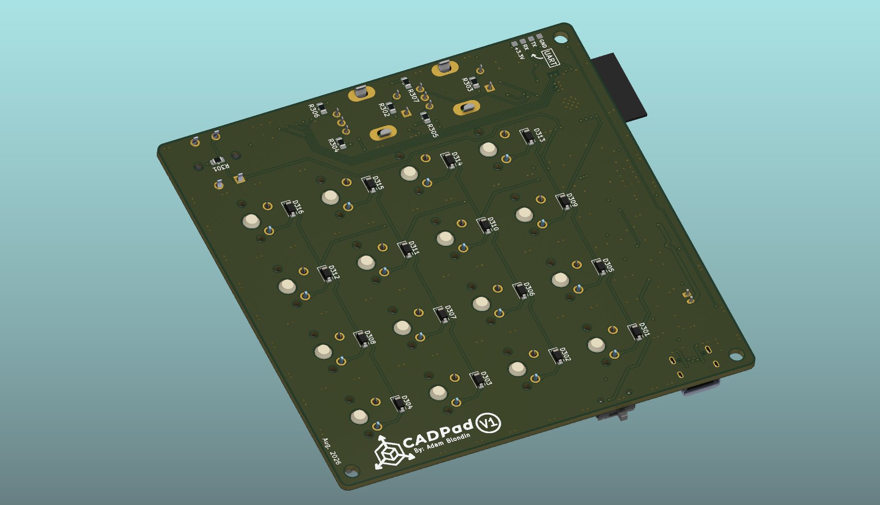 Back of the CADPad circuit board